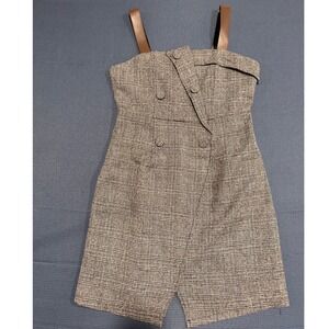Xiangyzfeiyi Plaid Double Breasted Mini Dress Grey Glen Check Faux Leather Strap